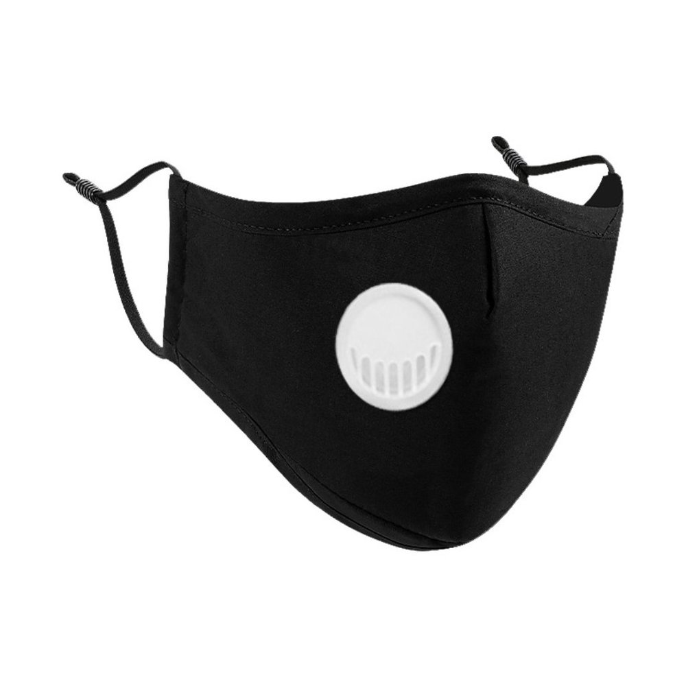 Reusable Black Cotton Face Mask w/ Vent Valve